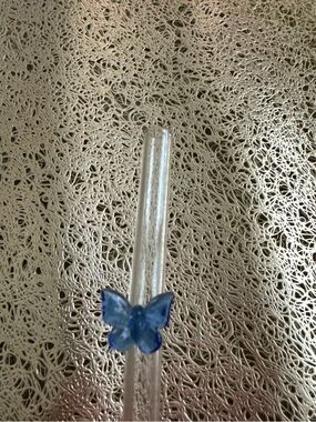Glass Straw with Blue Butterfly Charm – Cottagecore Aesthetic